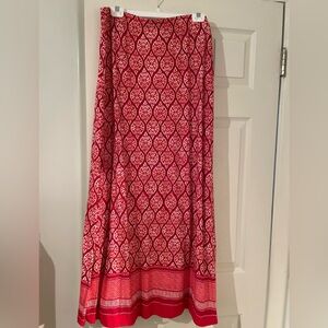Chico's Red and White Patterned Maxi Skirt